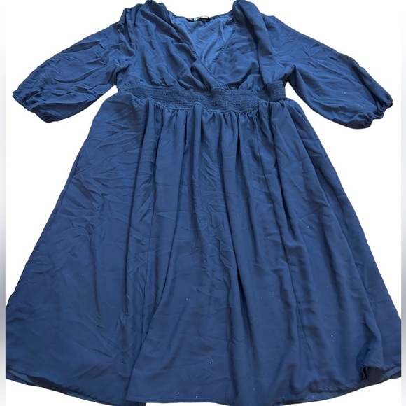 Eshakti Navy smocked waist midi dress size xl - Picture 1 of 4